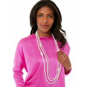Layered Pearl Long Necklace